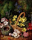 George Clare Apple Blossom And A Bird's Nest On A Mossy Bank painting